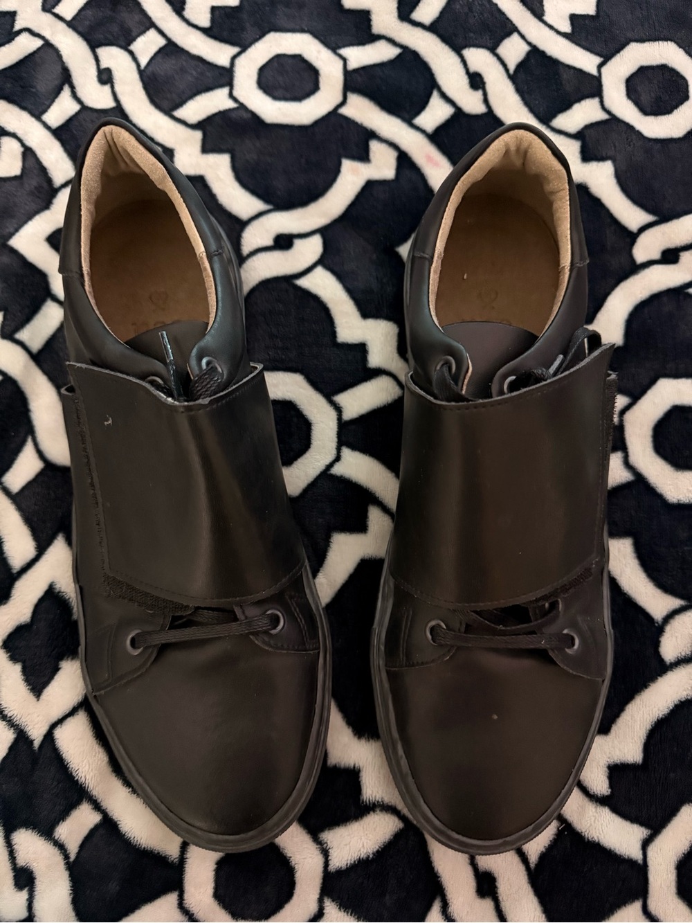 Men's Black Leather High-Top Slip-On Sneakers